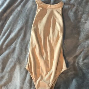 Suede thong body suit